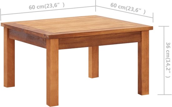 Table de jardin 60x60x36 cm bois d'acacia massif