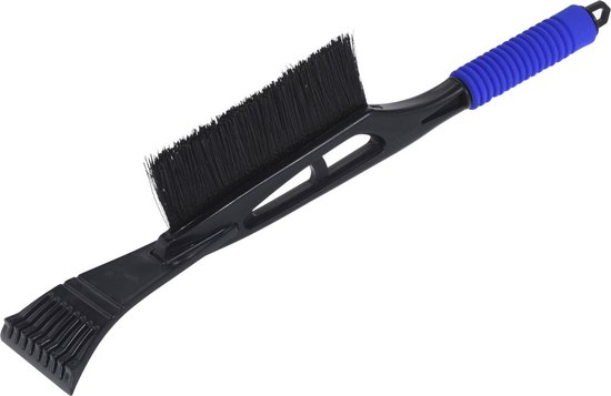 Grattoir pour vitres de voiture extra long avec brosse noir/bleu 53 cm avec chiffon anti-buée - Trucs de gel d'hiver - Avec poignée soft grip