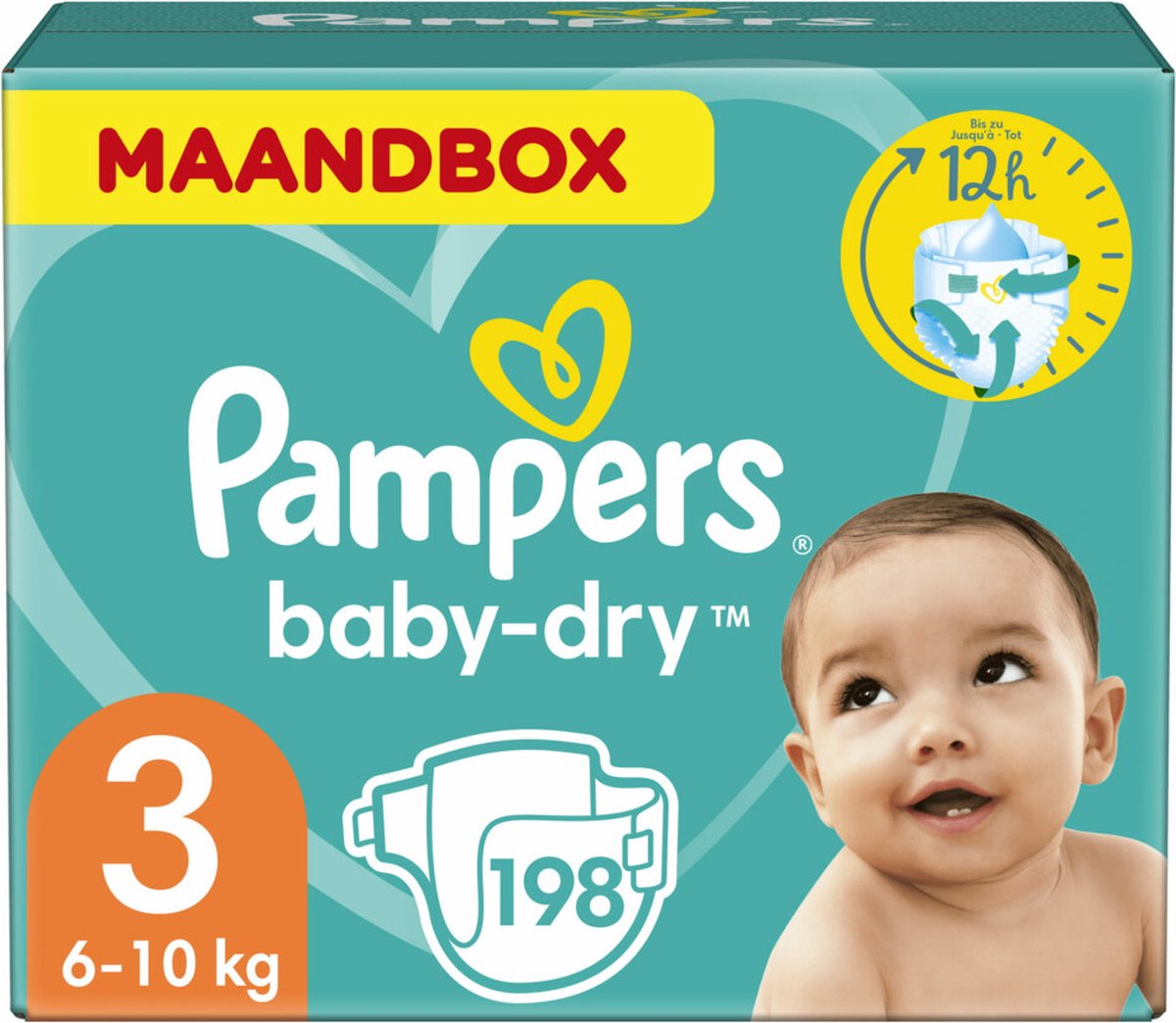 Pampers Baby-Dry Taille 3 x198 Langes - Pack 1 Mois | bol.com
