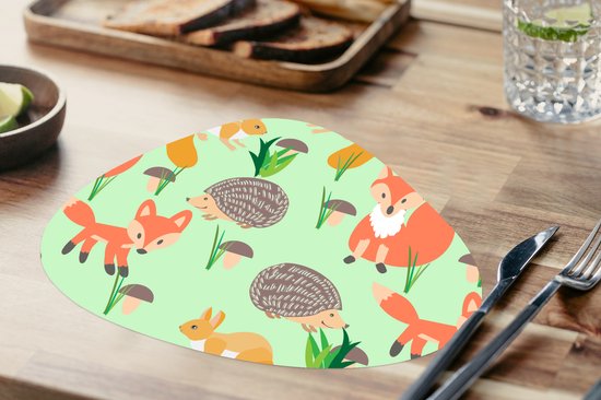 Set de table bio - Napperons bio - Dessous de verre - Animaux - Motifs - Hérisson - 6 pièces