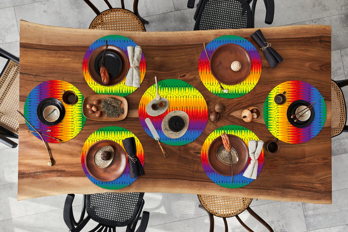 Ronde placemats - Onderlegger - Placemats rond - Patronen - Regenboog - Abstract - 10 stuks