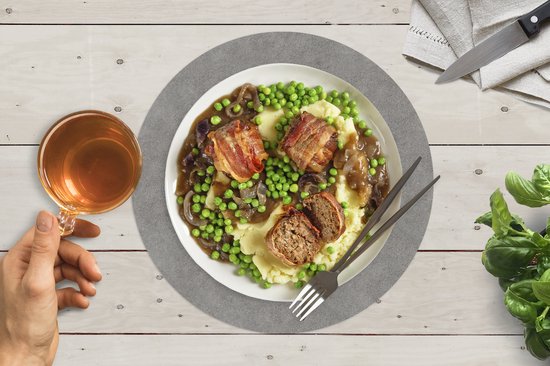 Sets de table ronds - Sous-couche - Napperons ronds - Industriel - Motif - Impression béton - 8 pièces