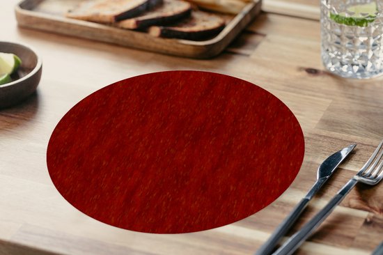 Ronde placemats - Onderlegger - Placemats rond - Roest print - Rood - Patronen - 6 stuks