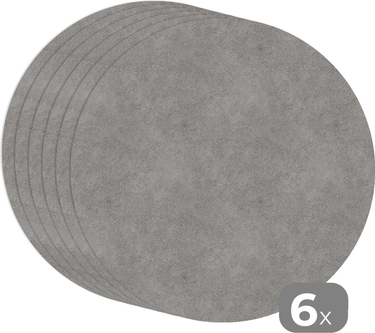 Ronde placemats - Onderlegger - Placemats rond - Industrieel - Patroon - Beton print - 6 stuks