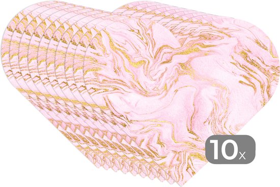 Dessous de verre - Napperons de table - Napperons de table coeur - Goud - Imprimé marbré - Chic - Motif - 10 pièces