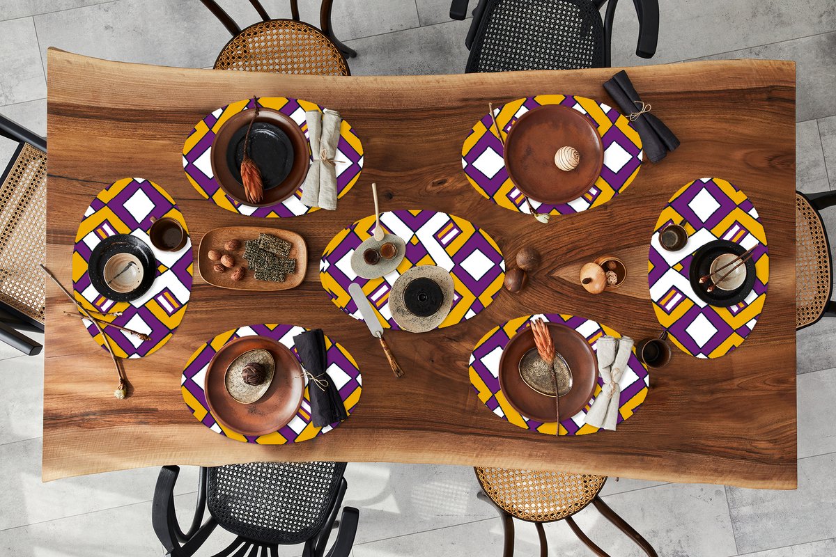 Placemats ovaal - Onderleggers - Ovale placemats - Design - Lijn - Retro - 8 stuks