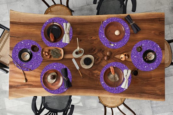 Sets de table ronds - Dessous de verre - Napperons ronds - Améthyste - Violet - Sagittaire - Zodiac - Motifs - 6 pièces