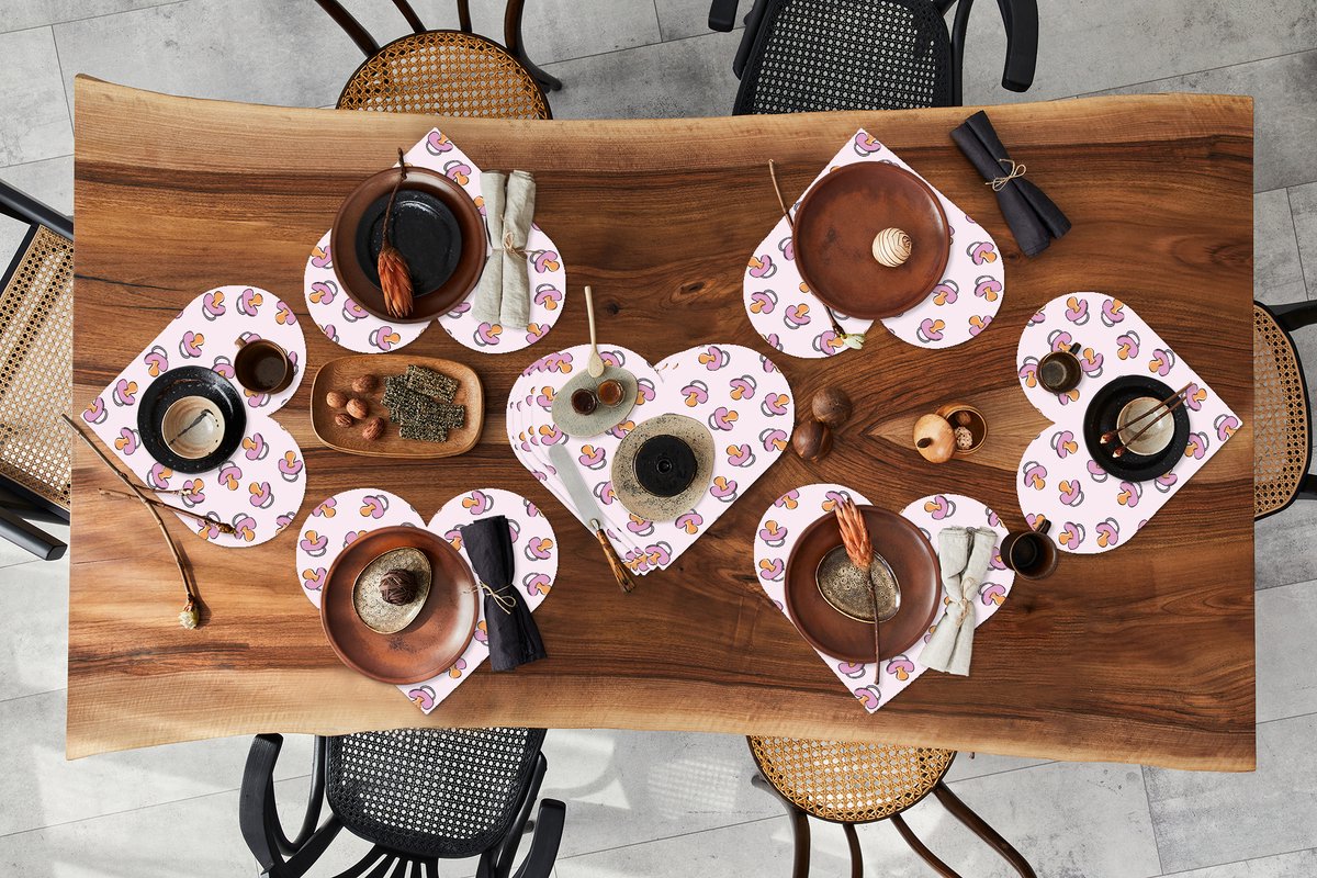 Onderleggers - Placemats - Placemats hartje - Speen - Patronen - Roze - 10 stuks