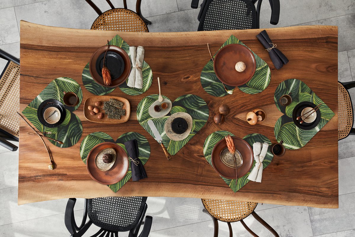 Onderleggers - Placemats - Placemats hartje - Bladeren - Planten - Natuur - 8 stuks