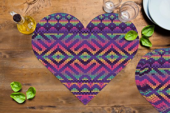 Sets de table - Napperons de table - Napperons coeur - Tricot - Patrons - Arc-en-ciel - 10 pièces