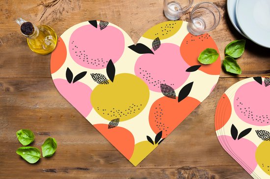 Sous-verres - Napperons de table - Napperons de table coeur - Orange - Été - Motifs - 6 pièces