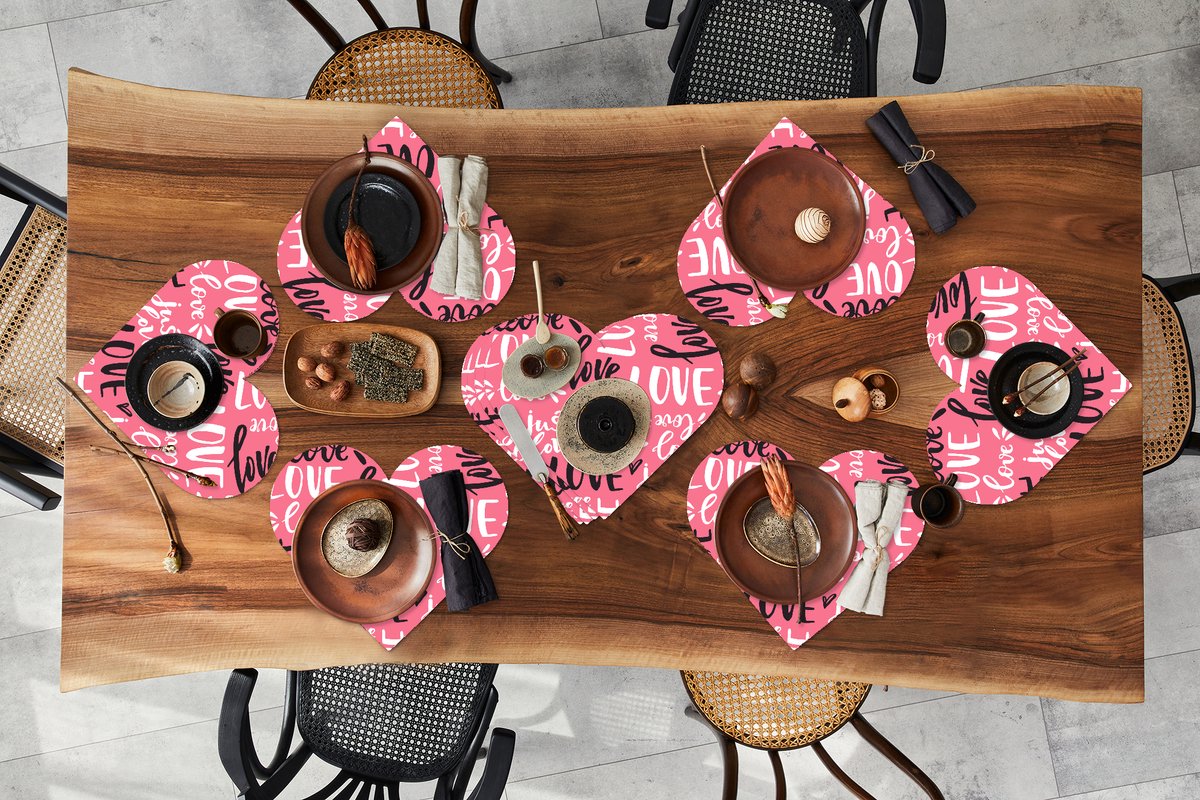 Onderleggers - Placemats - Placemats hartje - Love - Valentijn - Quotes - Patronen - 10 stuks