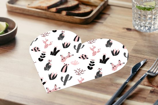 Dessous de verre - Napperons - Napperons coeur - Meiden - Cactus - Rose - Motifs - 8 pièces