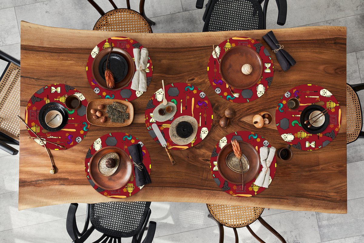 Ronde placemats - Onderlegger - Placemats rond - Tiener - Uil - Slang - Patronen - 8 stuks