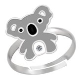 Ring meisjes kind | Ring kinderen | Zilveren ring, koala met kristal