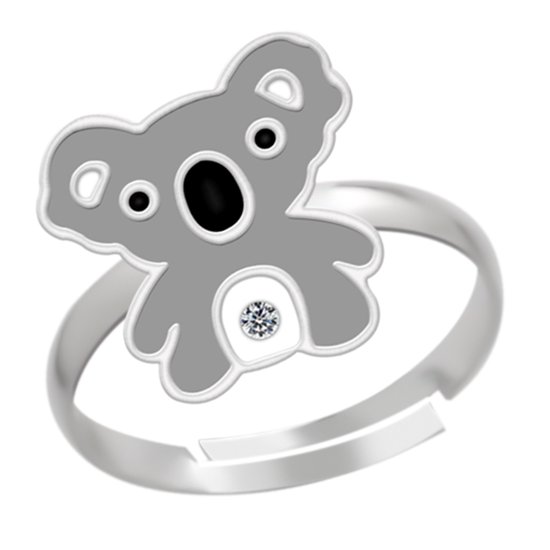 Ring fille enfant | Ring enfants | Bague en argent, koala avec cristal