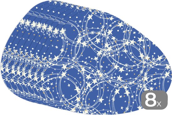 Placemat organisch - Placemats organic - Onderleggers - Schaatsen - Sterren - Winter - Kerst - Patroon - 8 stuks - Kerst - Cadeau - Kerstcadeau voor mannen, vrouwen en kinderen