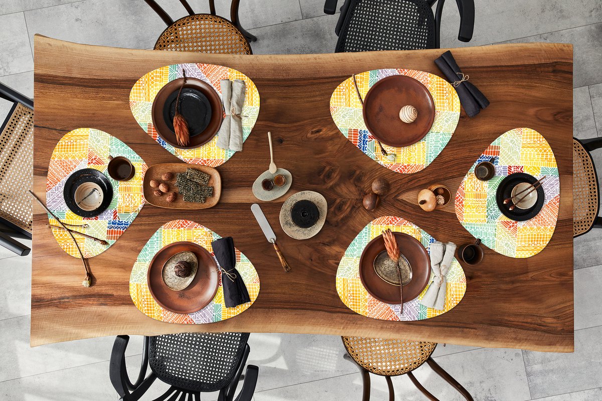Placemat organisch - Placemats organic - Onderleggers - Patronen - Mozaïek - Abstract - 6 stuks