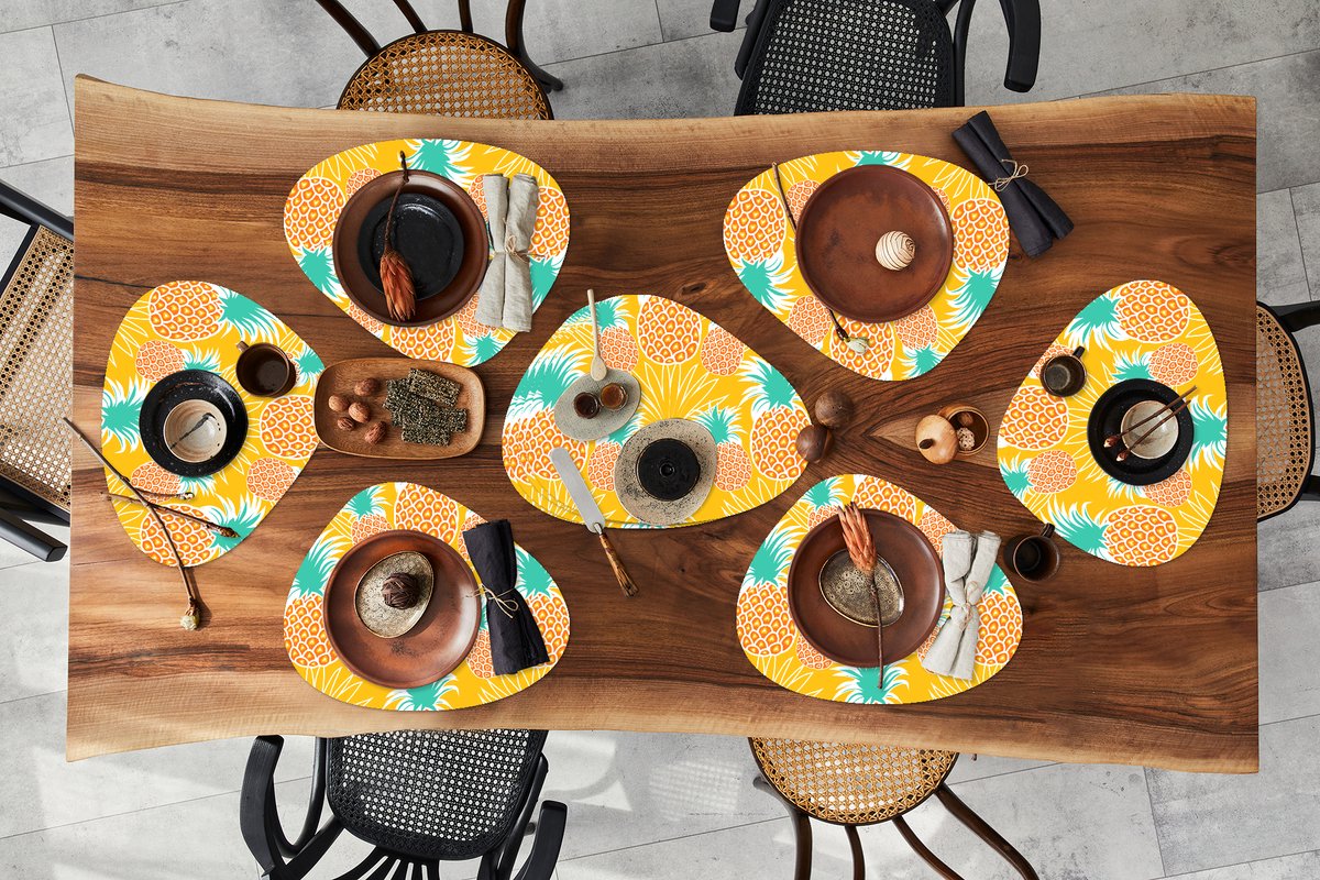 Placemat organisch - Placemats organic - Onderleggers - Jungle - Ananas - Fruit - Design - 10 stuks
