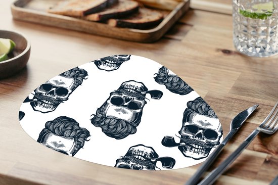Placemat organisch - Placemats organic - Onderleggers - Puber - Skull - Pijp - Patronen - 6 stuks