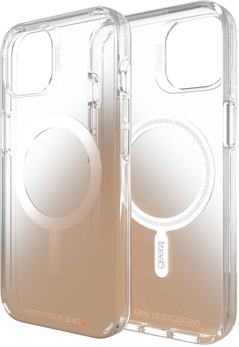 Gear4 Milan Snap Gradient iPhone 13 Pro Hoesje MagSafe - Stevige bescherming - Backcover case - MagSafe Magneet - Trendy Clear Case cover - Apple iPhone 13 Pro 6.1 inch hoes - Zwart | Goud