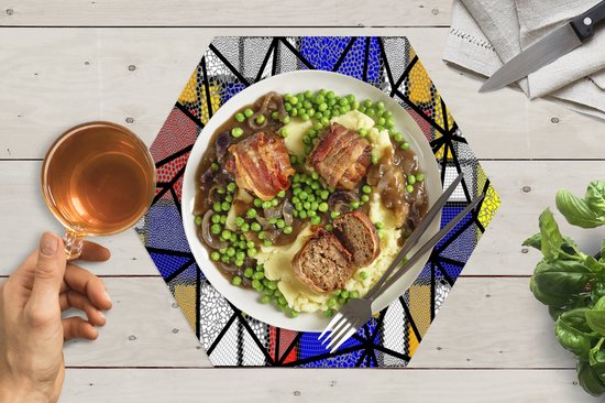 Napperons de table hexagon - Sets de table sets de table - Set de table hexagone - Mondrian - Abstrait - Motifs - 10 pièces