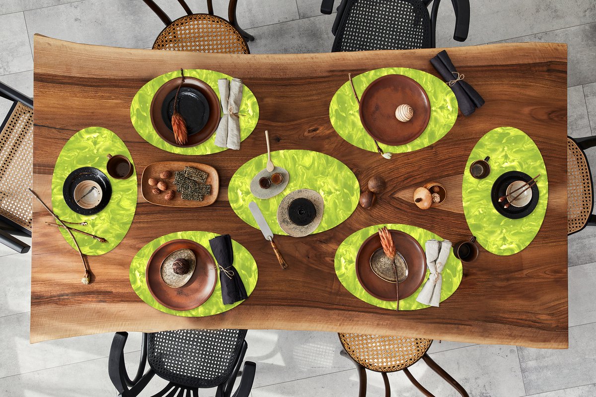 Placemats ovaal - Onderleggers - Ovale placemats - Groen - Marmer print - Verf - Design - 8 stuks