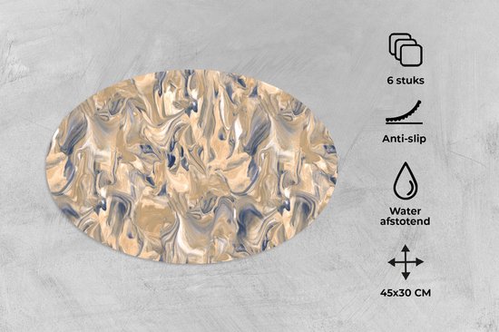 Napperons de table ovales - Sets de table - Sets de table ovales - Marbre - Grijs - Motifs - 6 pièces
