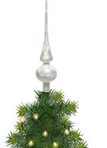 Kerstboom piek ijs wit van glas met mat finish 26 cm - Pieken/kerstpieken