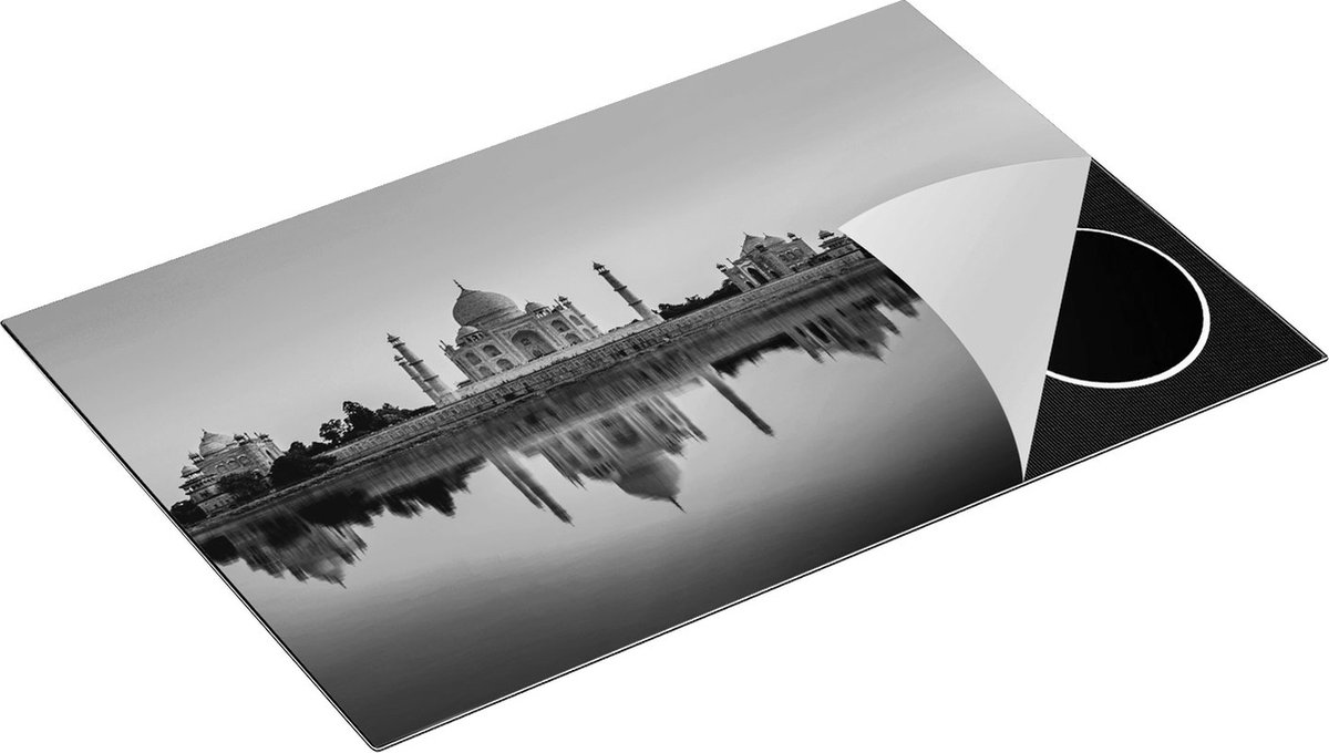 Chefcare Inductie Beschermer Taj Mahal bij Zonsondergang - Zwart Wit - 78x52 cm - Afdekplaat Inductie - Kookplaat Beschermer - Inductie Mat
