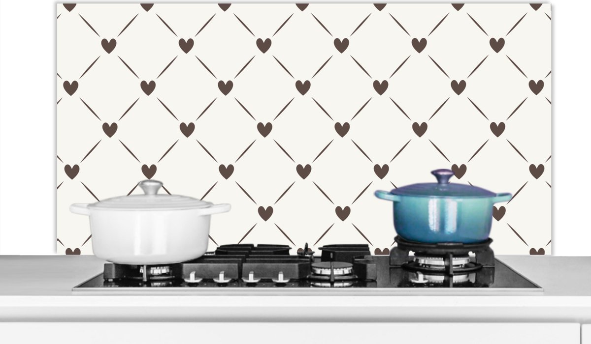 Spatscherm -Keuken achterwand - Patronen - Geometrie - Hart - Keuken - 120x60 cm - Spatwand