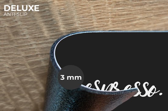 Set de table - Napperons en plastique - Citations - Café - Plus d'espresso Moins depresso - Proverbes - Espresso - 45x30 cm - 6 pièces - Résistant à la chaleur - Antidérapant - Pad - Amovible