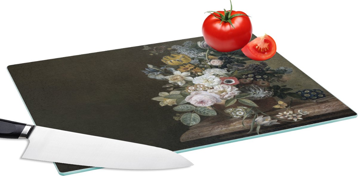 Glazen Snijplank - 39x28 - Bloemen - Eelke Jelles Eelkema - Oude meesters - Snijplanken Glas