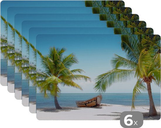 Placemats - 6 stuks - 45x30 cm - Placemat kunststof - Kan - Glas - Hout