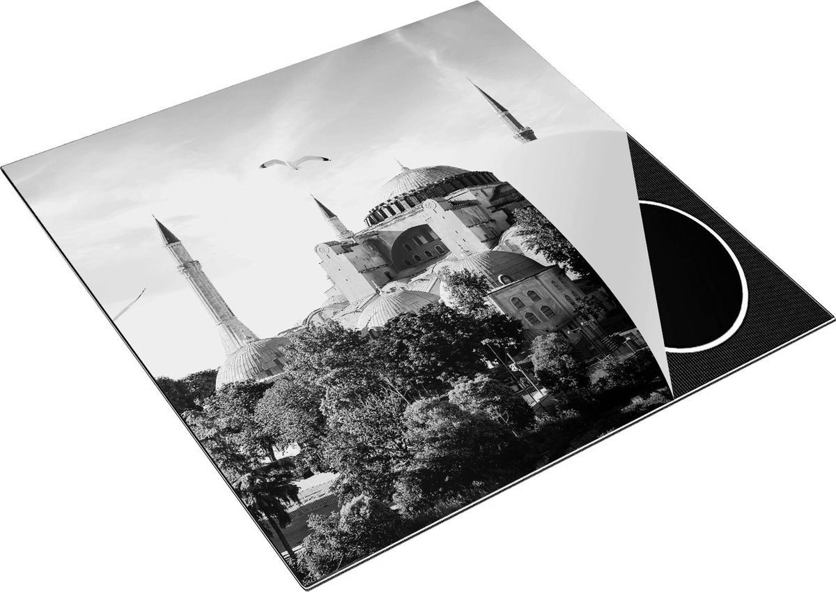 Chefcare Inductie Beschermer Hagia Sophia Moskee in Istanbul - Zwart Wit - 78x78 cm - Afdekplaat Inductie - Kookplaat Beschermer - Inductie Mat