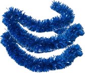 2x stuks kerstboom folie slingers/lametta guirlandes van 180 x 12 cm in de kleur glitter blauw - Extra brede slinger