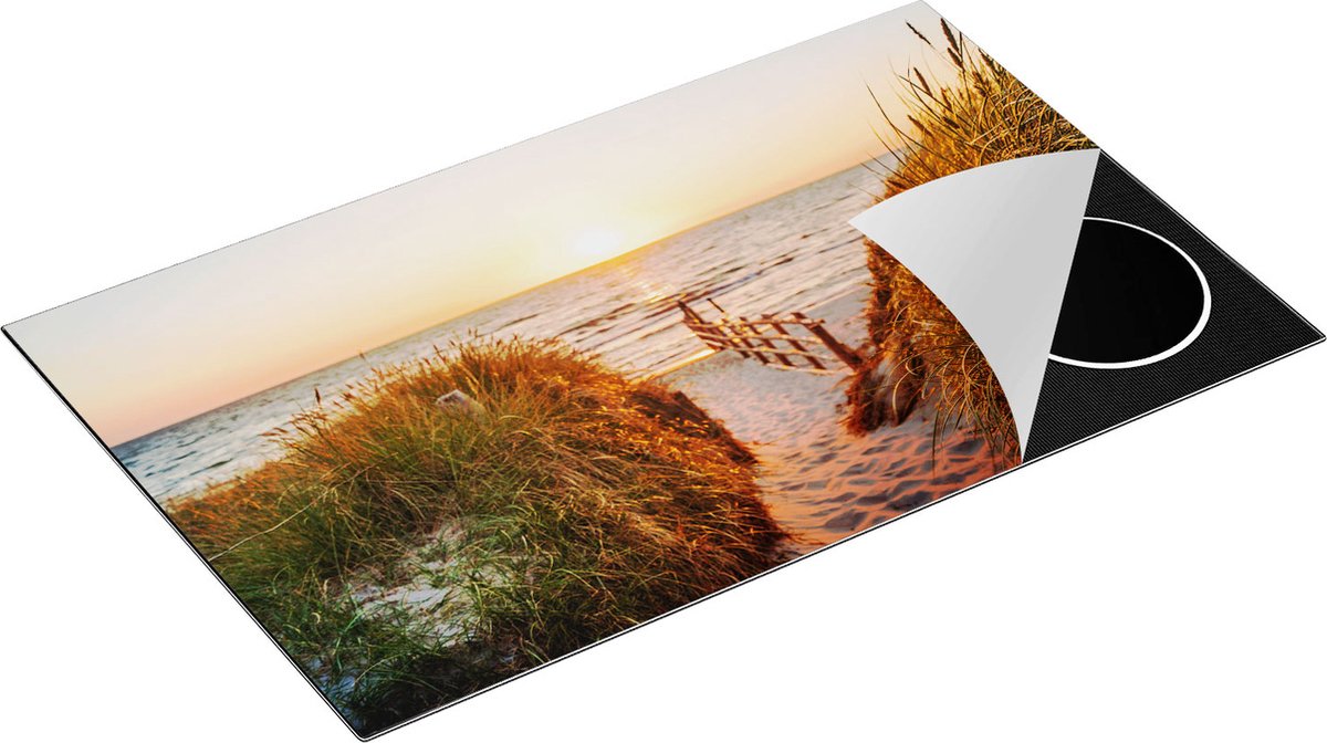 Chefcare Inductie Beschermer Voetpad in de Duinen met Zonsondergang - 85x55 cm - Afdekplaat Inductie - Kookplaat Beschermer - Inductie Mat