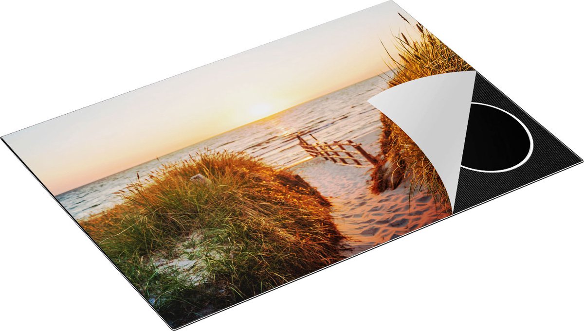 Chefcare Inductie Beschermer Voetpad in de Duinen met Zonsondergang - 77x51 cm - Afdekplaat Inductie - Kookplaat Beschermer - Inductie Mat