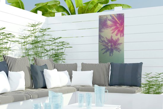 Tableau de jardin - Jardin - Palmier - Feuilles de palmier - Été - 30x60 cm - Toile de clôture - Toile de jardin