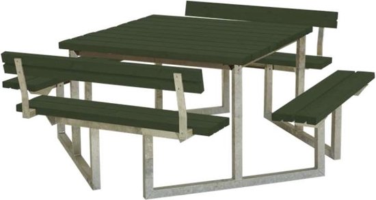 Picknicktafel vuren geimpregneerd - Twist vierkant 2 rugleuningen gegrond groen 227 x 204 x 76 cm