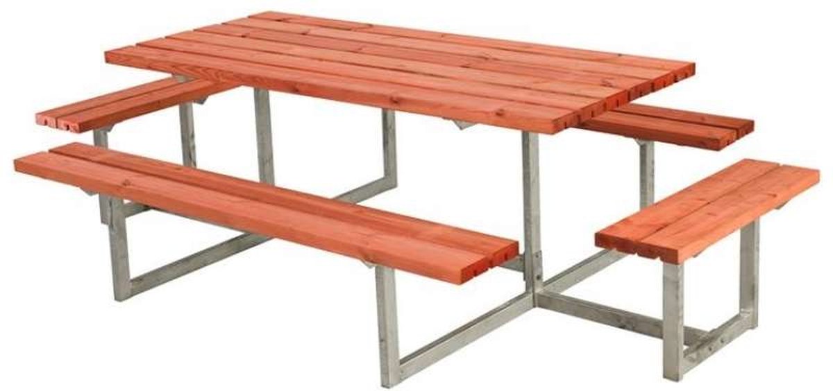 Picknickset vuren geimpregneerd - Basic gegrond teak 4 banken 160 x 260 x 73 cm