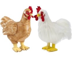 Set van Pluche kip en haan knuffel 35 cm speelgoed- Kippen/hanen  boerderijdieren... | bol.com