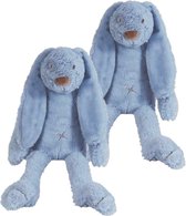 2x stuks happy Horse donkerblauw pluche konijn knuffel Richie 28 cm - Dieren konijnen speelgoed knuffels