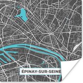 Poster Frankrijk – Épinay-sur-Seine – Stadskaart – Plattegrond – Kaart - 50x50 cm