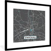 Fotolijst incl. Poster - Duitsland – Blauw – Zwickau – Stadskaart – Kaart – Plattegrond - 40x40 cm - Posterlijst
