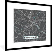 Fotolijst incl. Poster - Blauw – Duitsland – Plattegrond – Stadskaart – Kaart – Stuttgart - 40x40 cm - Posterlijst