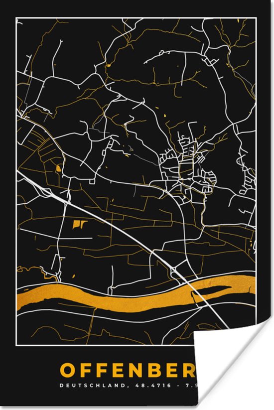 Poster Duitsland Black And Gold Offenberg Stadskaart Kaart Plattegrond Bol Com