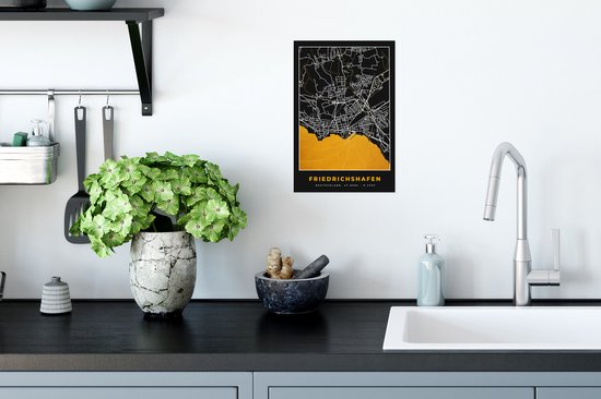 Poster Stadskaart – Plattegrond – Duitsland – Goud – Friedrichshafen – Kaart - 20x30 cm - PosterMonkey