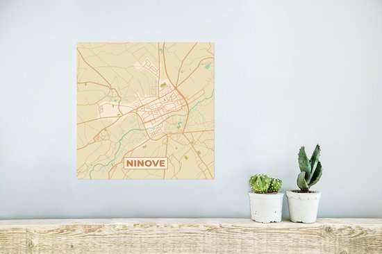 Affiche Ninove - Carte - België - Plan de la ville - Plan d'étage - 30x30 cm