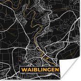 Poster Plattegrond – Waiblingen – Goud – Stadskaart – Kaart - Duitsland - 75x75 cm